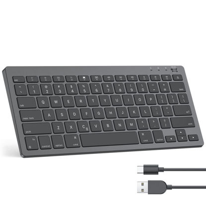 Picture of Emetok for iPad Keyboard [Aluminum Base, Big Keycap, Rechargeable], Ultra Slim Bluetooth 5.1 Keyboard for iPad 10th/9th/8th, iPad Pro 11/12.9, iPad Air/Mini/iPhone, Black