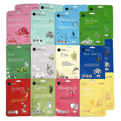 Picture of Celavi K-Beauty Skincare Essence Facial Face Mask Korea Skin Care Moisturizing C Set 24 Pack