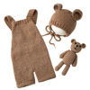 Picture of Vemonllas Newborn Photography Props Boys Girls Outfits Baby Photo Props Knit Bear Hat Romper Photoshoot Costume Set (Camel)