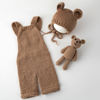 Picture of Vemonllas Newborn Photography Props Boys Girls Outfits Baby Photo Props Knit Bear Hat Romper Photoshoot Costume Set (Camel)