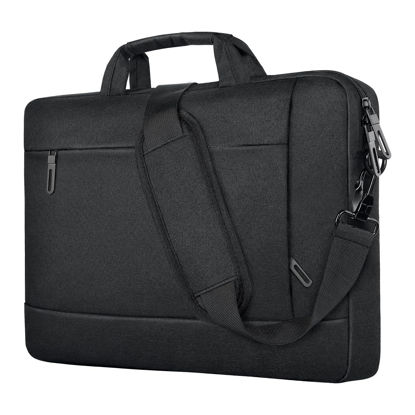 Picture of Laptop Bag 15.6 inch, Briefcase, Upgraded Durable Business Briefcase Gifts for Men Women, Waterproof Material Laptop Carry Case Classic Slim Mens Briefcase Messenger Bag for Notebook MacBook, Black