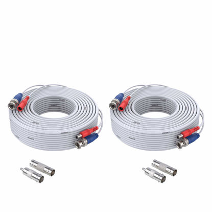 Picture of ANNKE 2 Pack Security Camera Cable 30M/100ft All-in-One BNC Video Power Cables, BNC Extension Wire Cord for CCTV Camera DVR Security System with 2X BNC Connectors and 2X RCA Adapters-White