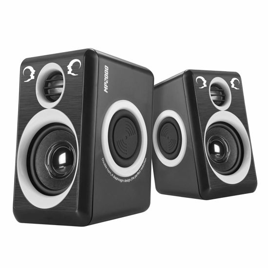 Picture of RECCAZR Computer Speakers with Surround Sound 2.0CH USB Wired Powered Multimedia Speaker for Desktop/TV/PC/Laptops/Smart Phone Built-in Four Loudspeaker Diaphragm (Gray)