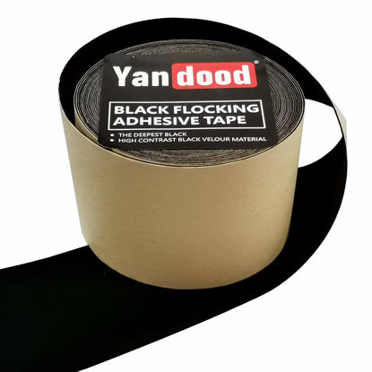 Picture of Yandood Black Flocking Adhesive Tape 3in x 30ft Projection Screen Felt Tape Border Ultra High Contrast Deep Black Felt Strips for Projector Screen Frame DIY