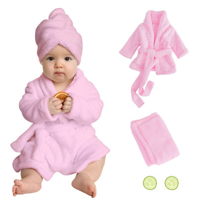 Picture of Newborn Photography Prop Bathrobe Baby Photo Props Bathrobe Outfits Infant Bath Robe Bath Towel Sets for Boy Girl Newborn Photography Outfits Spa Salon Baby Photoshoot Props 6-13 Months(Large, Pink)