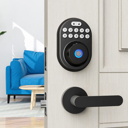 Picture of Keypad Door Lock with Handle, Easy to Install, Sifstal Smart Door Locks for Front Door, Keyless Entry Door Lock, Electronic Door Lock, Front Door Lock Set Keyless Entry