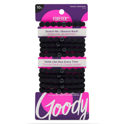 Picture of Goody Forever Ouchless Elastic Hair Tie - 10 Count, Black - Medium Hair to Thick Hair - Accessories for Women and Girls