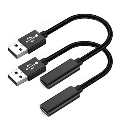Picture of DHTtechky USB C to USB Adapter 2Pack,USB C to USB3.0 Cable Adapter,USB A Male to C Female Adapter OTG Cable,Type C to USB-A Extension Cable Compatible for lPad Air,MacB0ok Pro and More(Black)