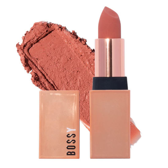 Picture of Bossy Cosmetics Matte, Long Lasting, Hydrating Vegan Lipstick with Vitamin E and Watermelon Seed Oil (Badass- Soft Orange Color)