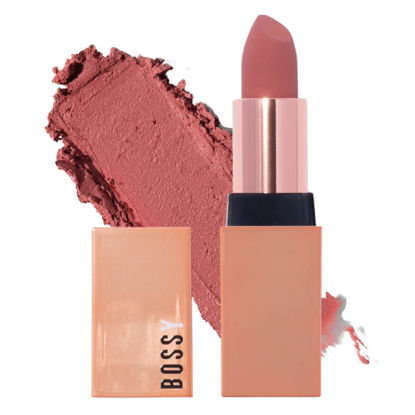 Picture of Bossy Cosmetics Vegan Lipstick Matte, Long Lasting, Hydrating Lip Stick with Vitamin E and Watermelon Seed Oil, Paraben and Cruelty Free (Sophisticated - Pink with Purple Hue Color)