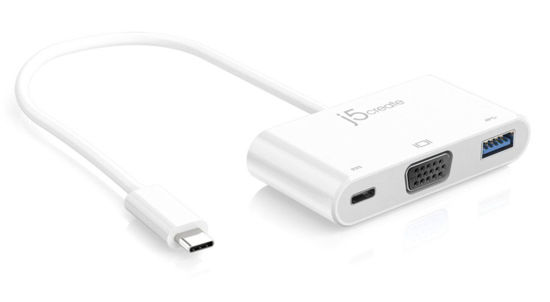 Picture of j5create USB-C to VGA & USB 3.0 - Power Delivery | USB Super Speed 3.0 Port | 5 Gbps | 1920 x 1200 @ 60 Hz | 1080p Video Playback | Compatible with USB C Devices