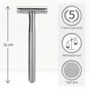 Picture of Bambaw Double Edge Safety Razor for Men & Women, Metal Razor with a Stainless Steel Blade, Eco-Friendly Razor - Silver