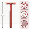 Picture of Bambaw Single Blade Double Edged Safety Razor, Metal Razor for Men & Women, Single Blade Eco Razor - Red