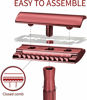 Picture of Bambaw Single Blade Double Edged Safety Razor, Metal Razor for Men & Women, Single Blade Eco Razor - Red