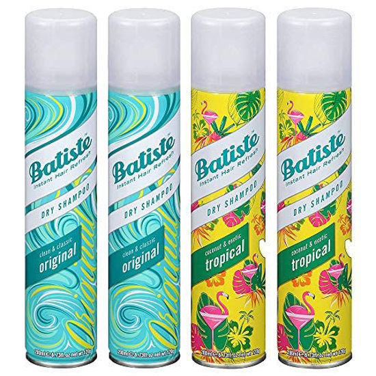 Picture of Batiste Dry Shampoo Spray 4 Pack Variety Mix, Original Clean And Classic, and Tropical Fragrance, 2 Each 6.73 oz.