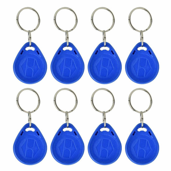 Picture of 100 Pcs 125KHz RFID Key Fob Proximity ID IC Card Token Tag Keypad Card Keychains RFID Proximity Card Key for Access Control(ID)