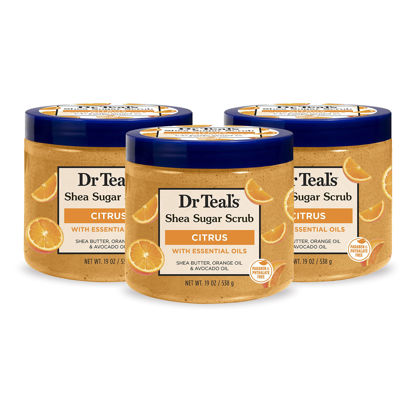 Picture of Dr Teal's Shea Sugar Body Scrub, Citrus with Essential Oils & Vitamin C, 19 oz (Pack of 3) (Packaging May Vary)