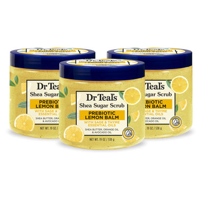 Picture of Dr Teal's Shea Sugar Scrub, Prebiotic Lemon Balm, 19 oz (Pack of 3) (Packaging May Vary)