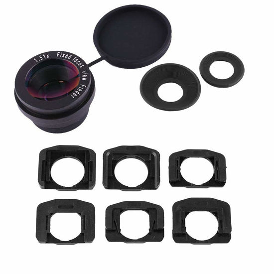 Picture of Viewfinder Eyepiece for DSLR Camera, 1.5X Fixed Focus Viewfinder Eyepiece Magnifier Eyecup with 6 Magnifier Mount Bases for Nikon for Samsung for Olympus for Fujifim for Kodak for Sigma for Leika R