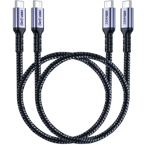 Picture of SUMPK 1.5FT USB 4 Cable 2 Packs 40Gbps USB 4 Cable with 240W Fast Charging and 8K Video Display Compatible with Thunderbolt 4, Thunderbolt 3, MacBook, XPS, Surface Pro