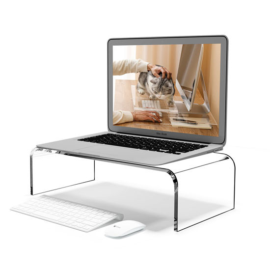 Picture of KMANDLU Premium Acrylic Monitor Stand, Computer Riser, Acrylic Laptop Stand, Wide 12", Computer Stand, for Office&Home, Printer.