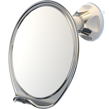 Picture of Luxo Shower Mirror, Shaving Mirror with a Razor Holder for Shower and Powerful Suction Cup - Shatterproof Shower Mirror fogless for Shaving, fogless Mirror for Shower and Tweezers