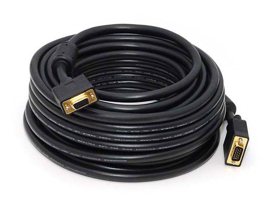 Picture of Monoprice Super VGA Cable - 50 Feet - Black | Male to Female with Ferrites for in-Wall Installation | Gold Plated, CL2 Rated