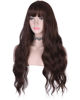 Picture of AMZCOS Long Wavy Brown Wig with Bangs for Women | Heat Resistant Synthetic Hair Wigs for Daily Use (Brown)