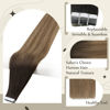 Picture of Full Shine Tape in Hair Extensions Human Hair Dark Brown to Chestnut Brown Highlighted Ash Blonde 12 Inch 30 Gram 20pcs Human Hair Extensions Double Sided Tape in Hair Natural Remy Hair Extensions Straight Hair