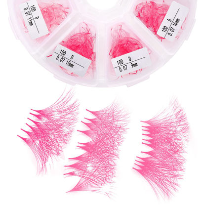 Picture of Volume Lash Extensions 10D Light Pink Premade Fans 500 PCS 0.07mm 9-16mm Mixed C/D Curl Short Stem Premade Volume Eyelash Extensions Pointed Base Fans by WENDY LASHES (500PCS-10D-0.07-C, 9-16mm)