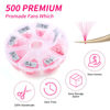 Picture of Volume Lash Extensions 10D Light Pink Premade Fans 500 PCS 0.07mm 9-16mm Mixed C/D Curl Short Stem Premade Volume Eyelash Extensions Pointed Base Fans by WENDY LASHES (500PCS-10D-0.07-C, 9-16mm)