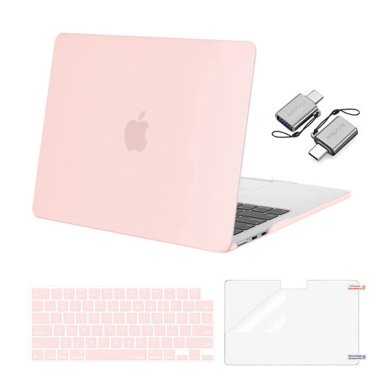 Picture of MOSISO Compatible with MacBook Air 13.6 inch Case 2022 2023 Release A2681 M2 Chip Liquid Retina Display Touch ID, Plastic Hard Case&Keyboard Skin&Screen Protector&Type C Adapter 2 Pack, Chalk Pink