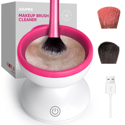 Picture of Alyfini Makeup Brush Cleaner Machine - Electric Make up Brushes Cleaner Cleanser Tool for All Size Beauty Foundation Concealer Contour Eyeshadow Brush Silicone Makeup Cleaning Machine Solution