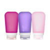 Picture of humangear GoToob+ 3-Pack (Small) | Refillable Silicone Travel Bottle | Locking Lid | Food-Safe Material | Rose/Lilac/Magenta, Small (1.7 fl.oz; 53ml)