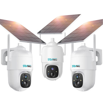 Picture of Sovmiku 3Q1 2K Solar Security Camera Wireless Outdoor,2-years Free Cloud Storage,Two-Way Audio,Motion Detection,Easy to Setup,Pan/Tilt 360° View Cam,Color Night Vision,Audible Flashlight Alarm,SD Slot