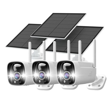 Picture of 3MP Outdoor Camera Wireless Solar Powered, Solar Cameras for Home Security Wifi With Color Night Vision, Waterproof, 2 Way Audio, AI Detection, Support Alexa, No Monthly Fee, Spotlight & Siren - 3Pack