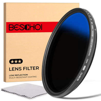 Picture of Beschoi 52mm MRC Variable ND Filter ND2-ND400, Neutral Density Adjustable ND Filter (0.3 to 2.7,1 to 9 Stops), Multi Layer Coated Optical Glass, Water Repellent & Scratch Resistant Ultra Slim Filter