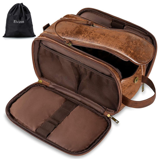 Leather Toiletry Bag for Men  Dopp Kit / Travel Pack - Main