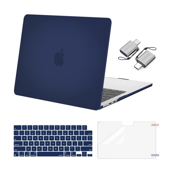 Picture of MOSISO Compatible with MacBook Air 13.6 inch Case 2022 2023 Release A2681 M2 Chip Liquid Retina Display Touch ID, Plastic Hard Case&Keyboard Skin&Screen Protector&Type C Adapter 2 Pack, Navy Blue