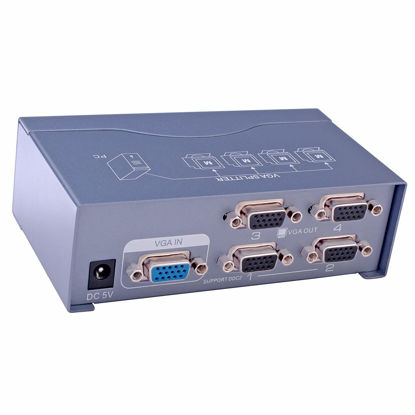 Picture of DTECH Powered 4 Port VGA Splitter Box Video Distribution Duplicator for 1 PC to Multiple Monitors Projector