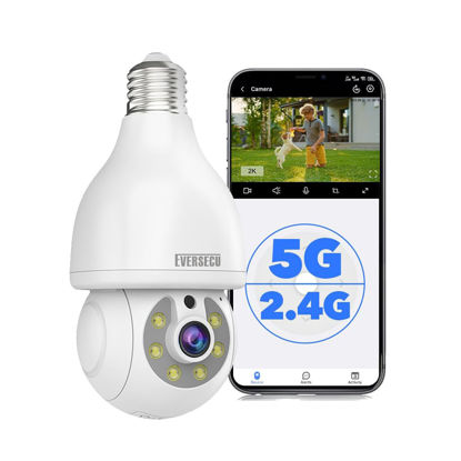 Picture of 2K HD Light-Bulb Security Camera, Wireless 2.4G&5Ghz Wifi, Work With NVR & 3rd Party Software, RTSP Stream, Work With Alexa, 360° View, Auto Tracking, 2 Way Audio, Motion Detection, Remote View