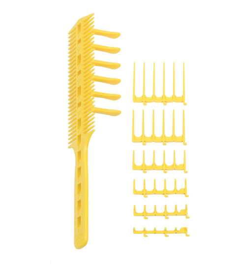 Picture of CombPal Scissor Clipper Over Comb Hair Cutting Tool - Barber Hair cutting kit - DIY Home Hair cutting Guide Comb Set (Classic Set, Yellow)