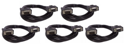Picture of Five Pack of YCS Basics Black 6 Foot DB9 9 Pin Serial / RS232 Male/Female Extension Cables