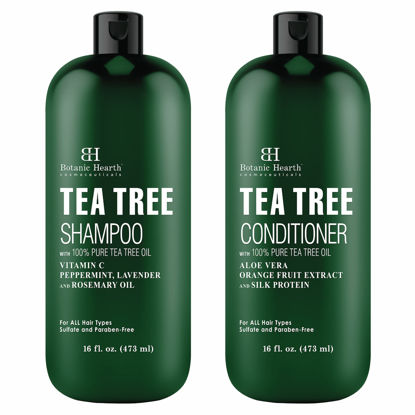 Picture of Botanic Hearth Shampoo and Conditioner Set - with 100% Pure Tea Tree Oil, for Itchy and Dry Scalp, Sulfate/ Paraben Free - for Men and Women - 16 fl oz each