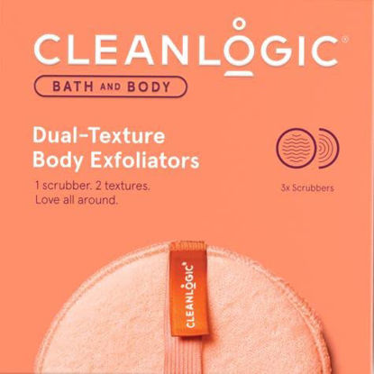 Picture of Cleanlogic Bath and Body Exfoliating Body Scrubber, Dual-Texture Round Exfoliator Tool for Smooth, Clean Skin, Daily Skincare Routine, 3 Count Value Pack