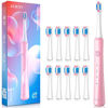 Picture of ATMOKO Electric Toothbrush with 10 Duponts Brush Heads, 40000 VPM, Fast Charge 2 Hr Last 35 Days Rechargeable Power Sonic Toothbrushes Adults & Kids - Pink