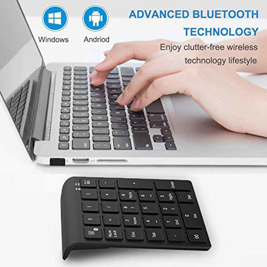 Picture of Bluetooth Number Pad, Acedada Portable 27-Key Wireless Bluetooth Numeric Keypad for Financial Accounting Excel Data Entry, Advanced 10 Key Bluetooth Keypad for Laptop, PC, Surface Pro, Notebook, etc