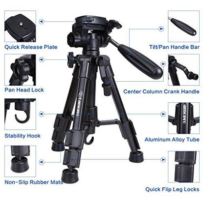 Picture of Mini Tripod - Camopro Portable Desktop Mini Tabletop Tripod for SLR DSLR Camera iPhones Smartphones Binoculars and Camcorder with 3-Way Head, Quick Release Plate and Carrying Bag