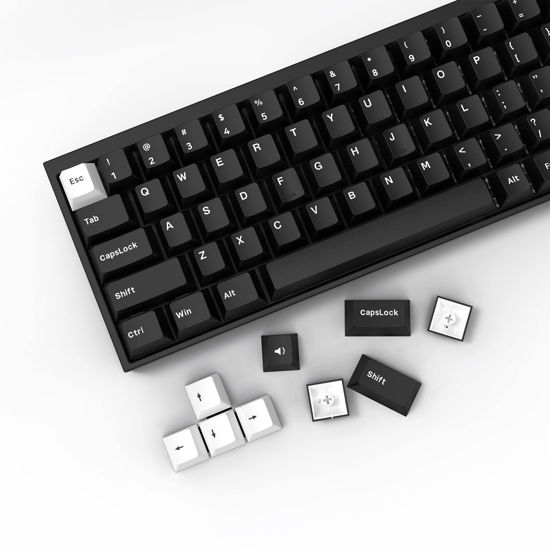 Picture of WOB Keycaps 168 Keys, Double Shot PBT Custom Keycap Set, Minimalist Style White on Black Keycaps, Cherry Profile Keyboard Keycaps for Cherry Gateron MX Switches Mechanical Keyboard