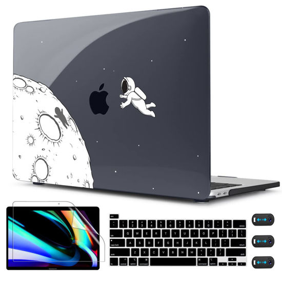 Picture of CISSOOK Black Astronaut Case Compatible with MacBook Pro 13 Inch 2023 2022 2021 2020 Release M2 A2338 M1 A2251 A2289, Plastic Hard Shell with Keyboard Cover for MacBook Pro 13 2022 with Touch Bar